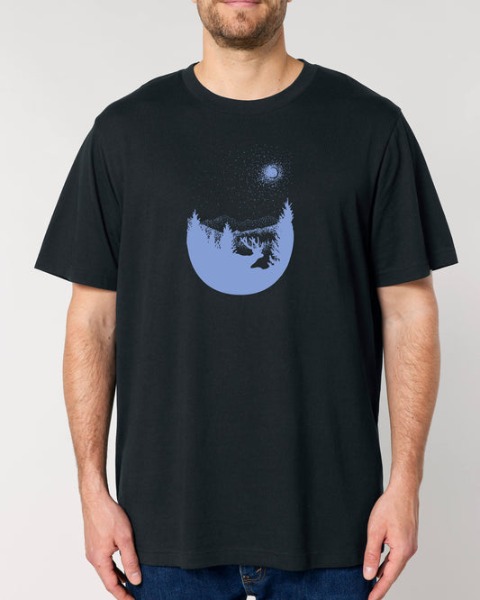 T-Shirt mit Hirsch in der Nacht für Mann und Frau