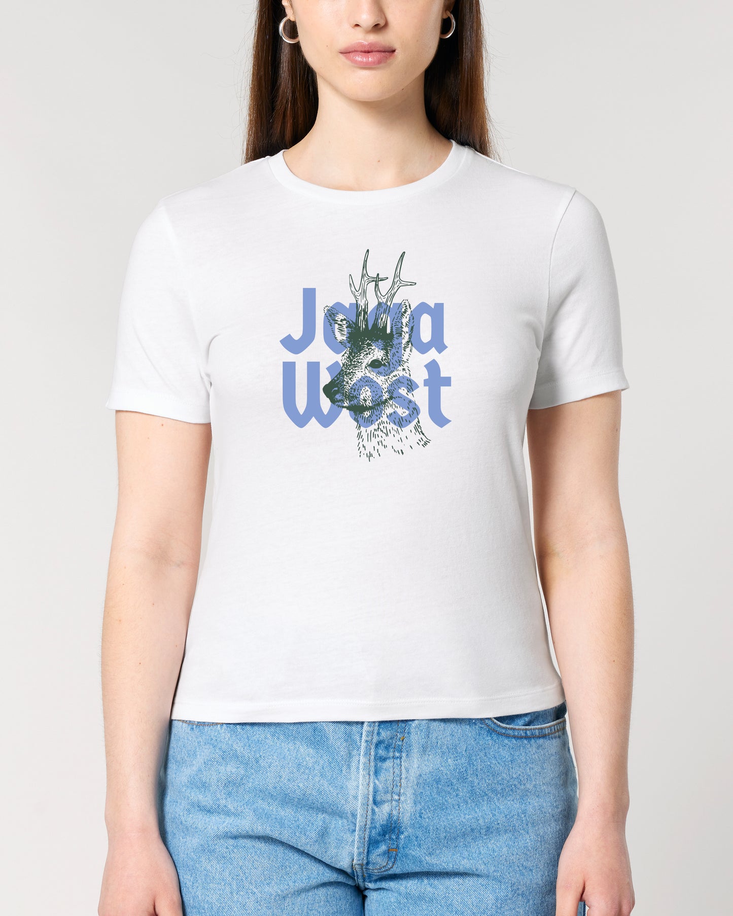 T-Shirt mit Rehbock und Logo für Damen